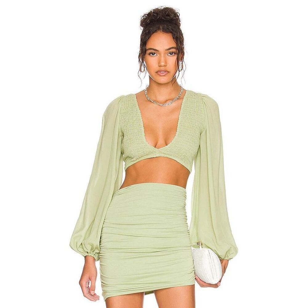 Indah Biru Victorian Crop Top Grace Green Small Women